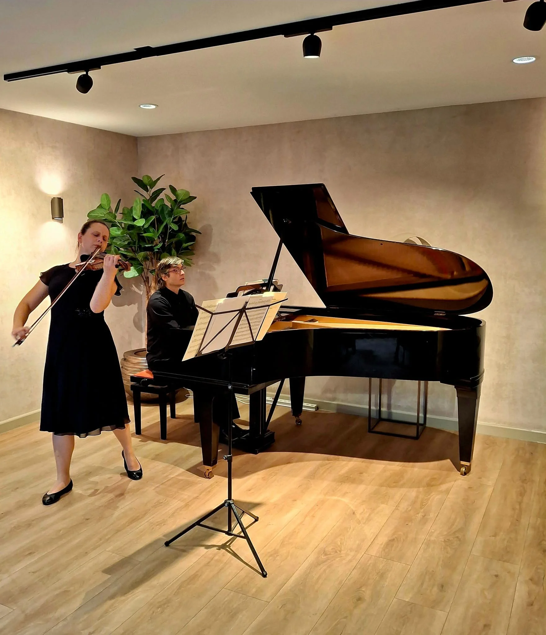 Villa HOEFSTAETE klassiek concert van het Duo Ambiguity met Anna Britala-viool en Aris Georgakopoulos- vleugel1